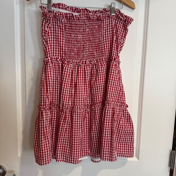 Endless Rose Strapless red gingham dress - size large - Picture 2 of 2